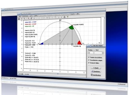MathProf - Thalessatz - Thaleskreis - Satz des Thales - Halbkreis - Winkel - Berechnen - Graph - Grafisch - Bild - Rechner - Grafik - Zeichnen - Darstellung - Berechnung - Darstellen - Dreieck - Interaktiv - Beweis - Geometrischer Beweis - Berechnen - Rechner
